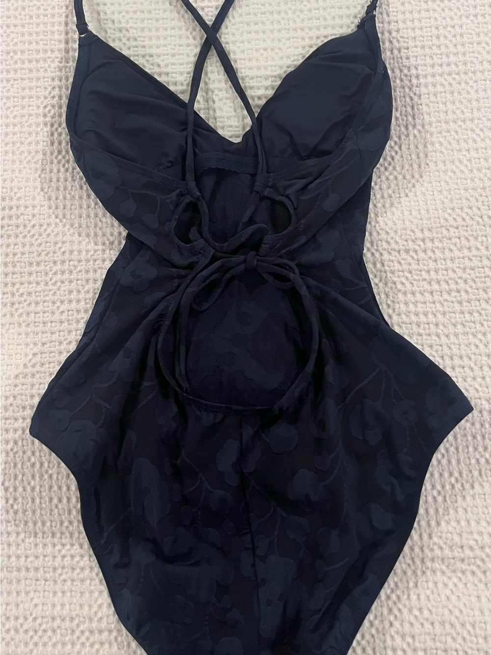 Robin Piccone Navy Floral Jacquard One-Piece Swimsuit - Picture 5 of 6